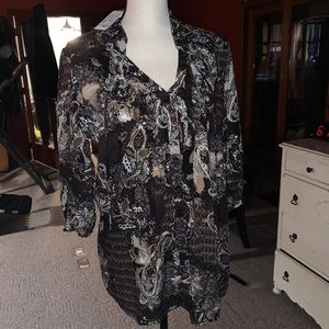 3/4 sleeve paisley print top